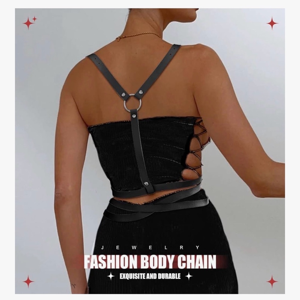 Amazon Black Leather Harness Belt - Picture 3 of 3